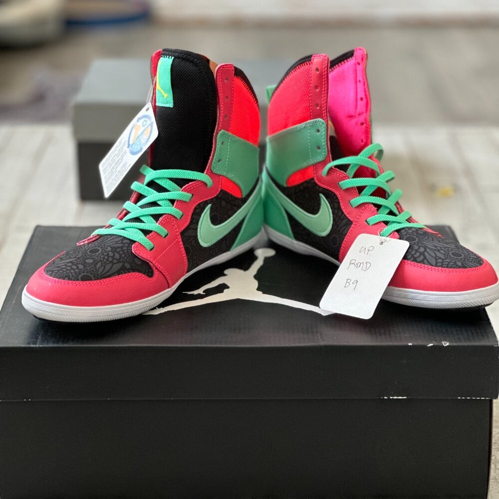 Air Jordan 1 Skinny High Atomic Red/Volt-Black-Green Glow 602656-633 NWT 2013